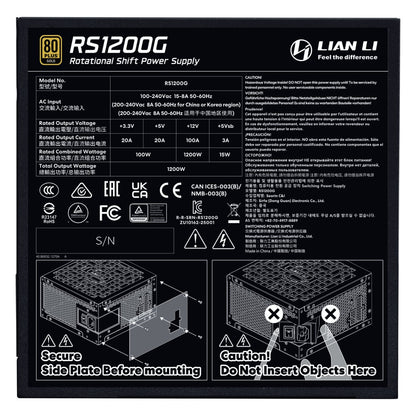 1200W Lian Li RS Series ATX 3.1 1200W Schwarz mit RS-Hub