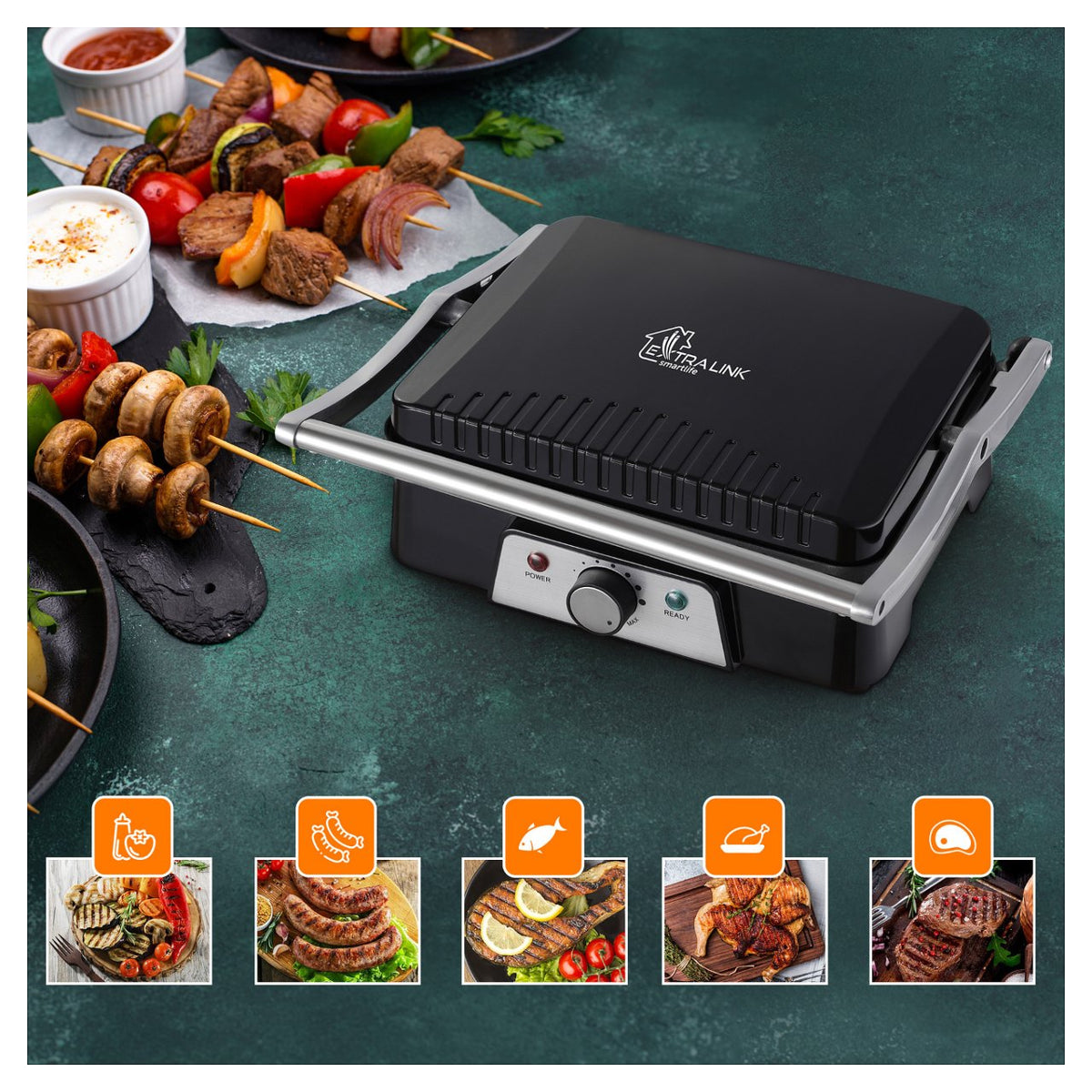 Extralink Smart Life Electric Grill SJ-36, 2000W, Electric Grill with Temperature Control