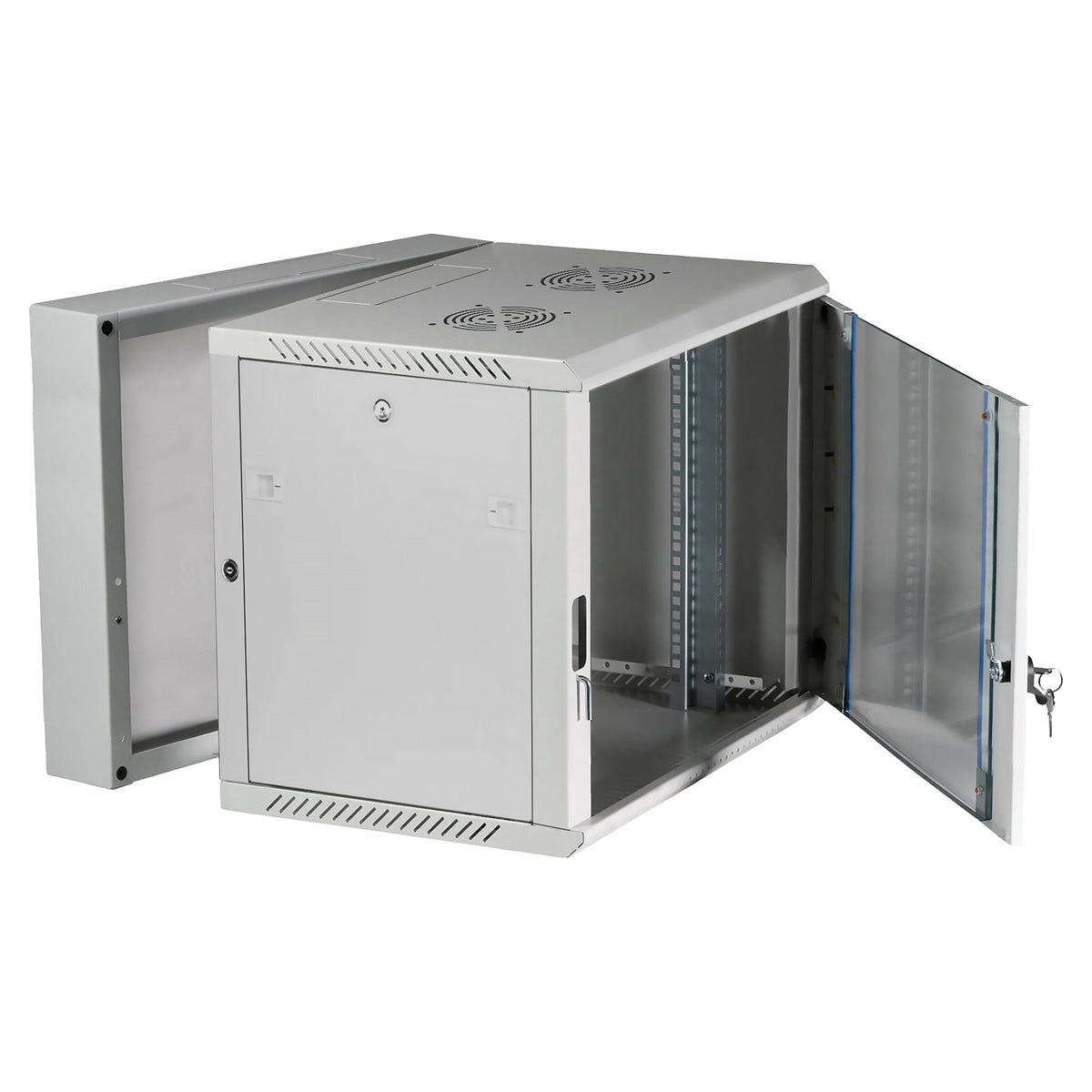 Extralink 12U Wandmontierter Rackschrank 600x600 Grau, Zweigeteilt