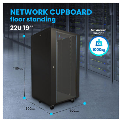 Extralink 22U 600x800 Schwarzer Rack-Schrank
