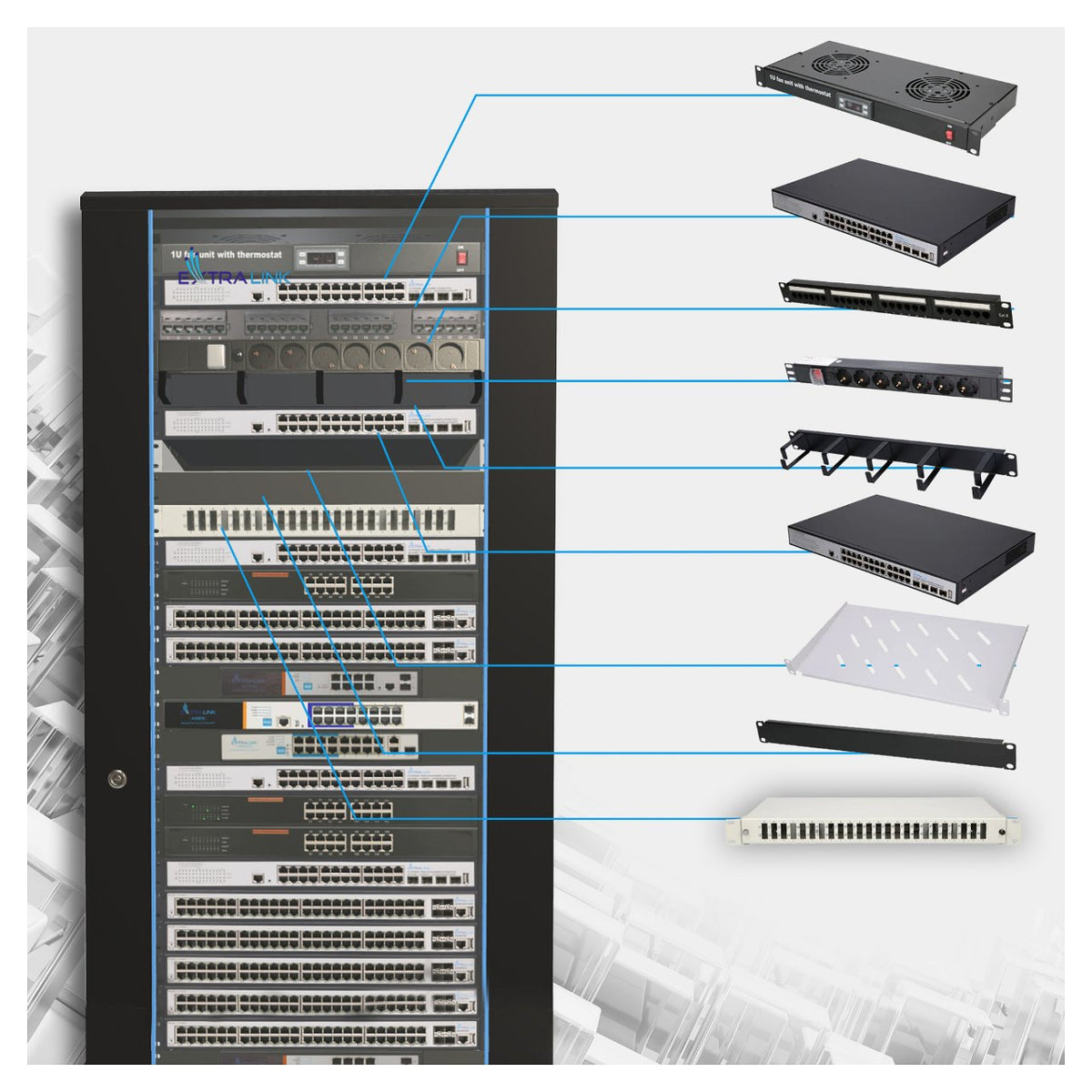 Extralink 37U Rackschrank 600x600 Schwarz