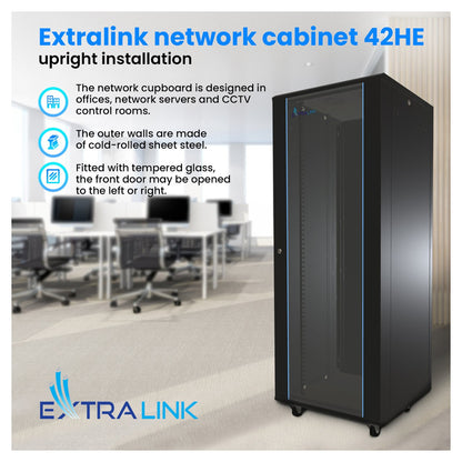 Extralink 42U Schwarzer Rackschrank 800x800