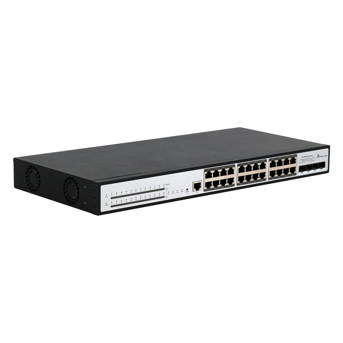 Extralink Chiron Pro PoE Switch, 24x RJ45 1000Mb/s PoE, 4x SFP+, L3, Verwaltet, 370W