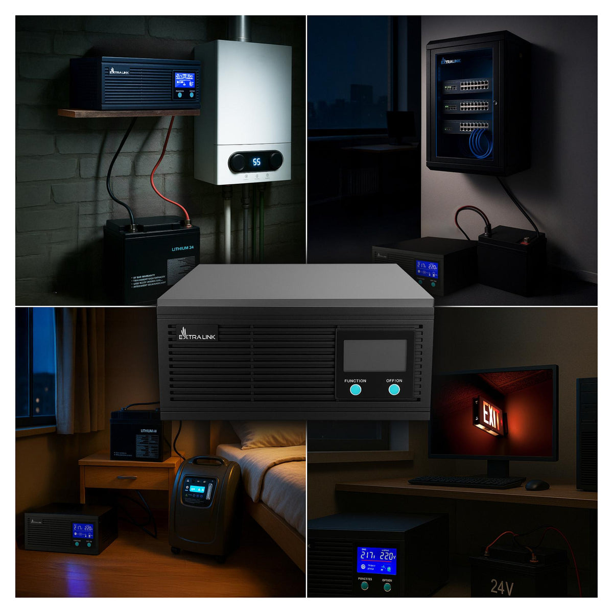 Extralink Piorun 2000VA/1600W Inverter Ersatz für Volt Sinus Pro, Reine Sinuswelle, 24VDC Batteriestrom