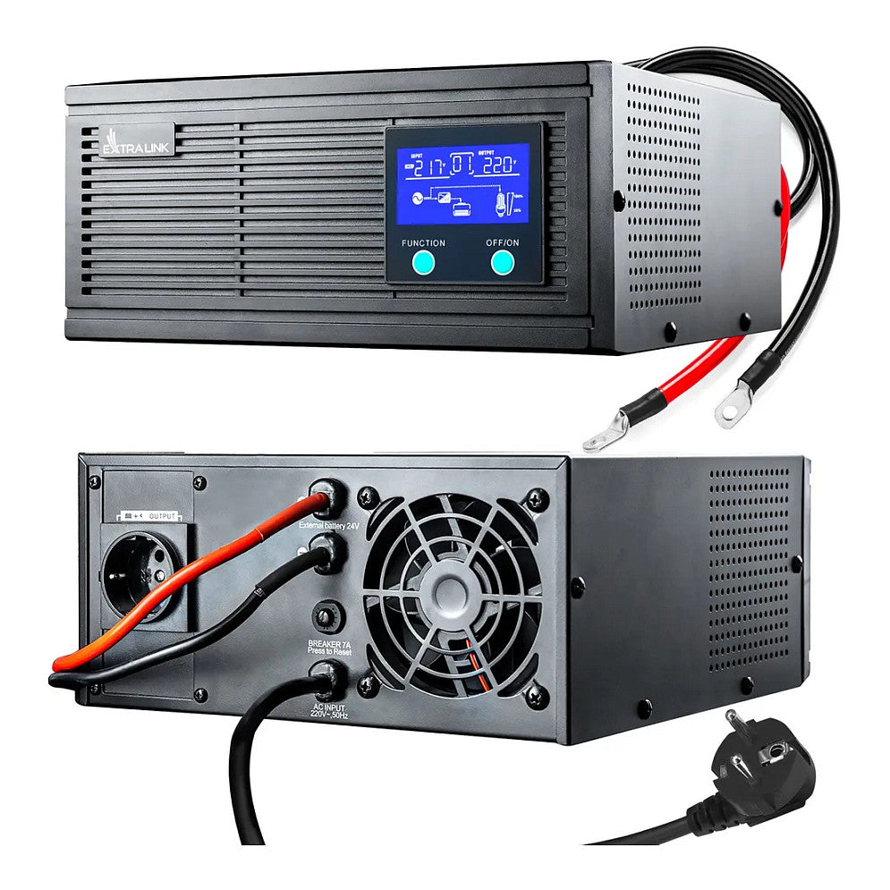 Extralink Piorun 2000VA/1600W Inverter Ersatz für Volt Sinus Pro, Reine Sinuswelle, 24VDC Batteriestrom