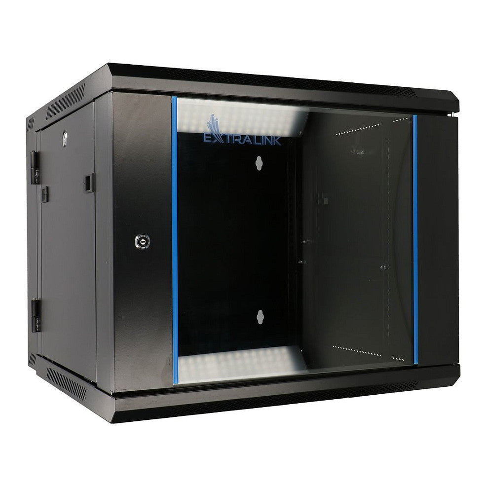 Extralink 12U Wandmontierter Rackschrank 600x600 AZH Schwarz, Doppelte Sektion