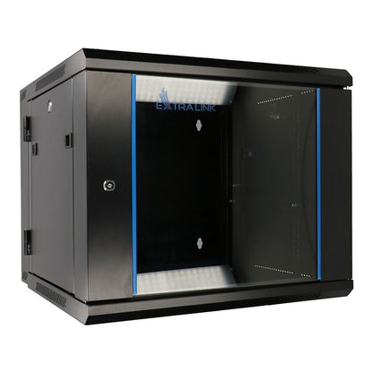 Extralink 12U Wandmontierter Rackschrank 600x600 AZH Schwarz, Doppelte Sektion