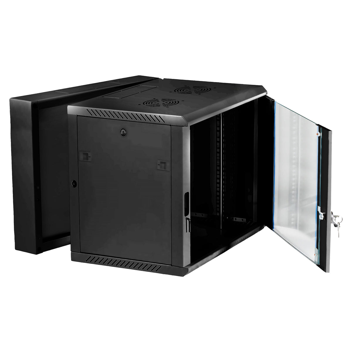 Extralink 12U Wandmontierter Rackschrank 600x600 AZH Schwarz, Doppelte Sektion