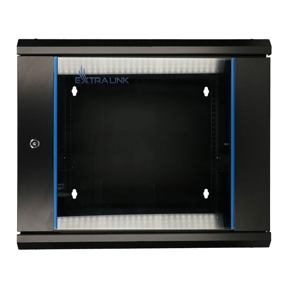 Extralink 12U Wandmontierter Rackschrank 600x600 AZH Schwarz, Doppelte Sektion