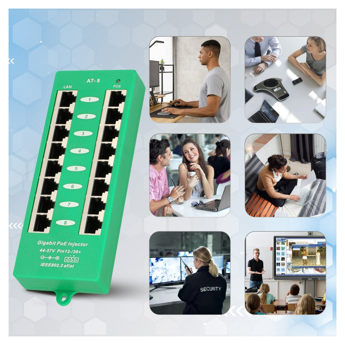 EXTRALINK ACTIVE POE INJECTOR 8 PORT GIGABIT 802.3AT/AF MODE A