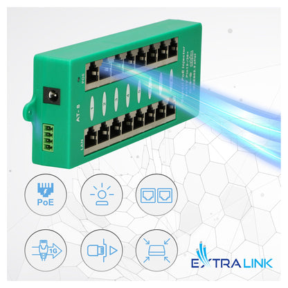 EXTRALINK ACTIVE POE INJECTOR 8 PORT GIGABIT 802.3AT/AF MODE A