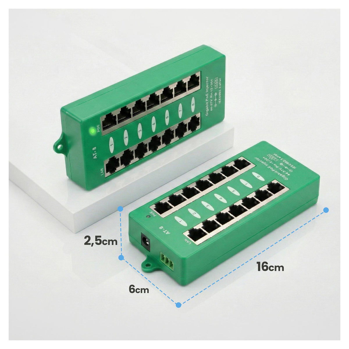 EXTRALINK ACTIVE POE INJECTOR 8 PORT GIGABIT 802.3AT/AF MODE A