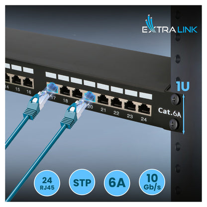 Extralink CAT6A STP Patch panel 24 port - Cable - CAT 6a