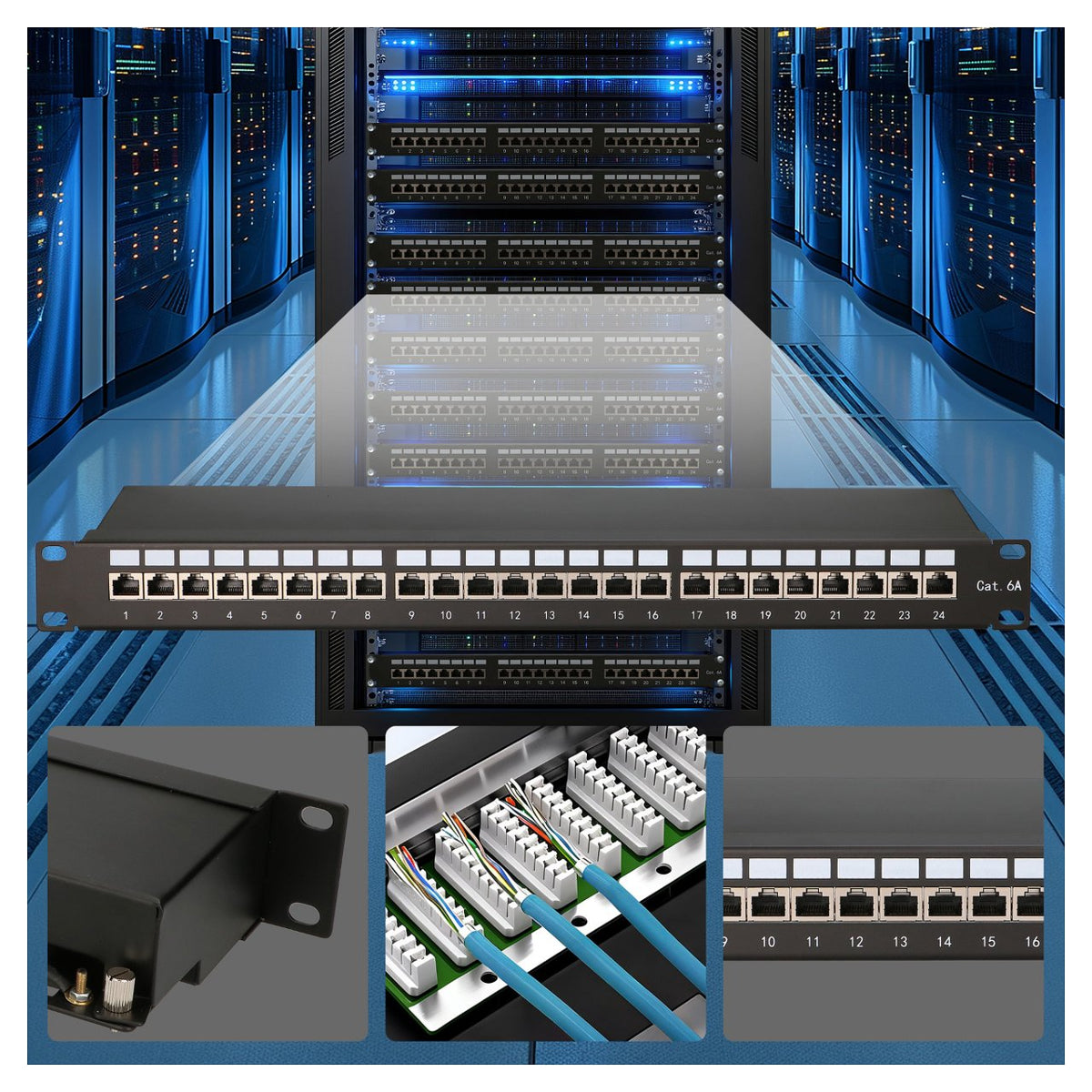 Extralink CAT6A STP Patch panel 24 port - Cable - CAT 6a