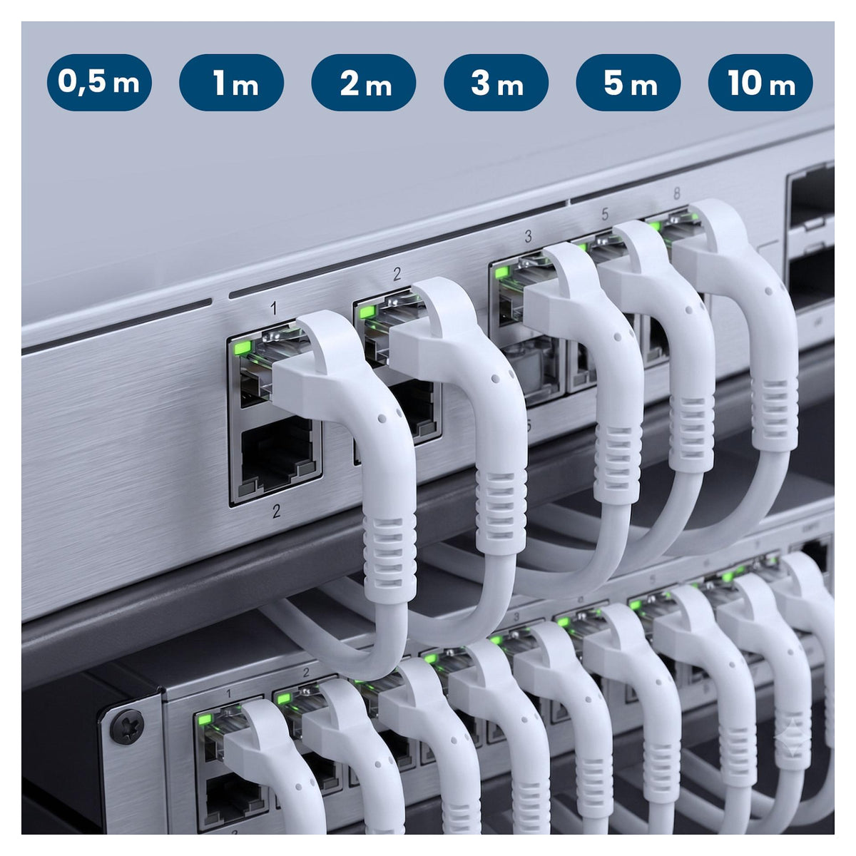 EXTRALINK LAN PATCHCORD CAT.6A U/FTP 2M 1GBIT BENDABLE BOOTED FOILED TWISTED PAIR BARE COPPER WHITE