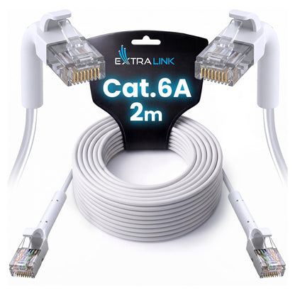 EXTRALINK LAN PATCHCORD CAT.6A U/FTP 2M 1GBIT BENDABLE BOOTED FOILED TWISTED PAIR BARE COPPER WHITE