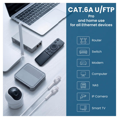 EXTRALINK LAN PATCHCORD CAT.6A U/FTP 5M 1GBIT BENDABLE BOOTED FOILED TWISTED PAIR BARE COPPER WHITE