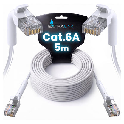 EXTRALINK LAN PATCHCORD CAT.6A U/FTP 5M 1GBIT BENDABLE BOOTED FOILED TWISTED PAIR BARE COPPER WHITE