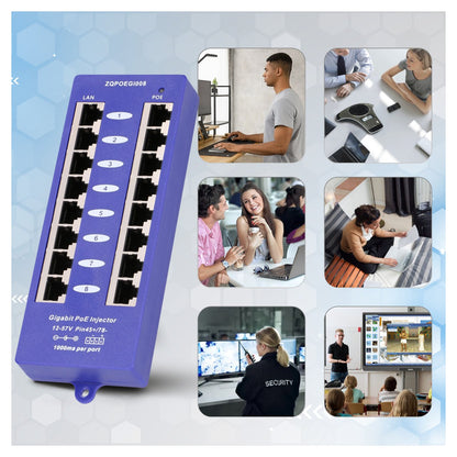 EXTRALINK POE INJECTOR 8 PORT GIGABIT MODE B