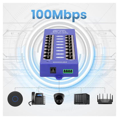 EXTRALINK POE INJECTOR 8 PORT GIGABIT MODE B