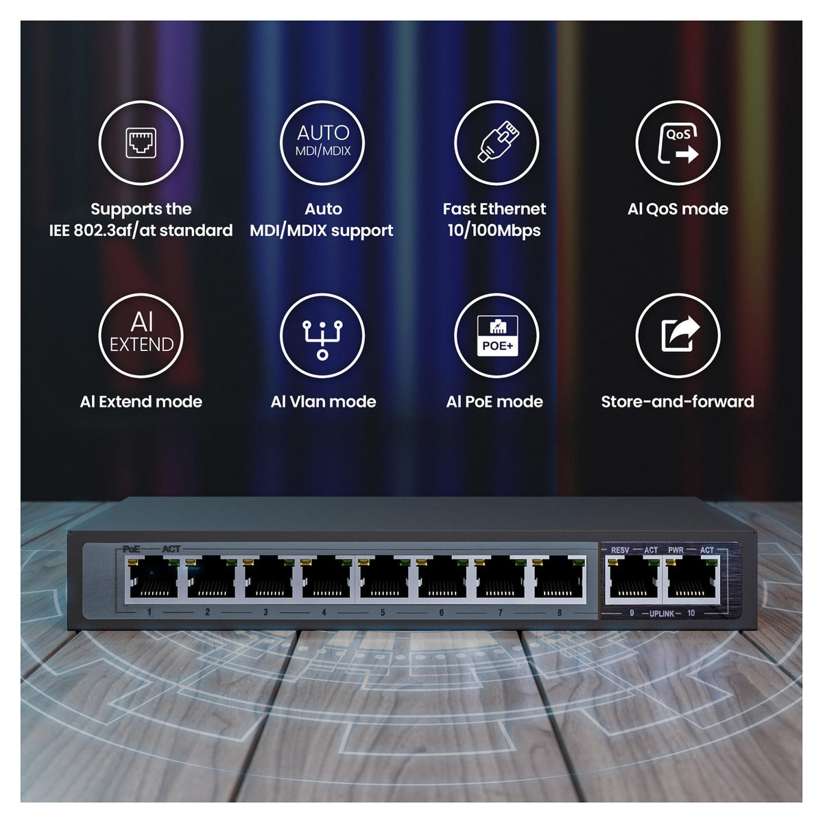 Ceres EX-SF1008P 8 port 10-100Mbps switch