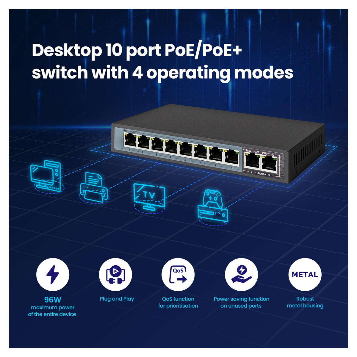 Ceres EX-SF1008P 8 port 10-100Mbps switch