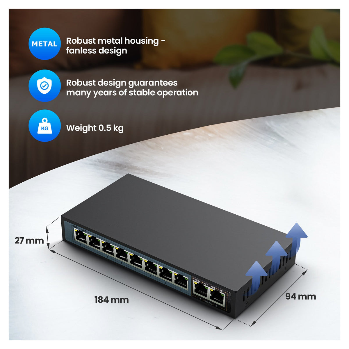 Ceres EX-SF1008P 8 port 10-100Mbps switch