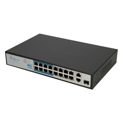 Extralink VIRTUS V3 | PoE Switch | 16x 100Mb/s PoE/PoE+, 2x Gigabit RJ45 + 1x SFP, 150W