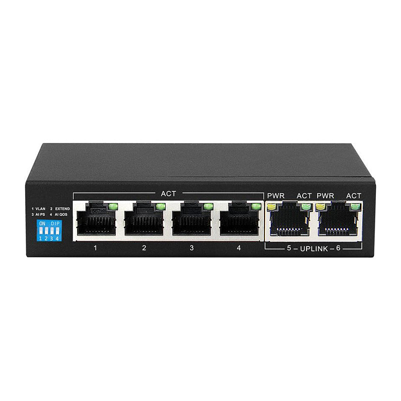 Extralink KRIOS | PoE Switch | 4x Gigabit PoE/PoE+, 2x RJ45 Uplink Gigabit, 60W
