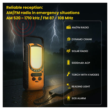 Extralink Power Ranger EPS-6000 Powerbank, 6000mAh, FM-Radio, LED-Lampe, Dynamo, Solarpanel