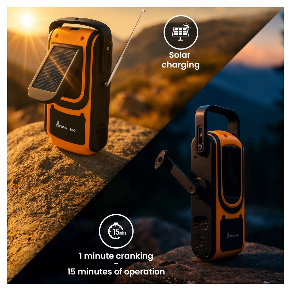 Extralink Power Ranger EPS-6000 Powerbank, 6000mAh, FM-Radio, LED-Lampe, Dynamo, Solarpanel