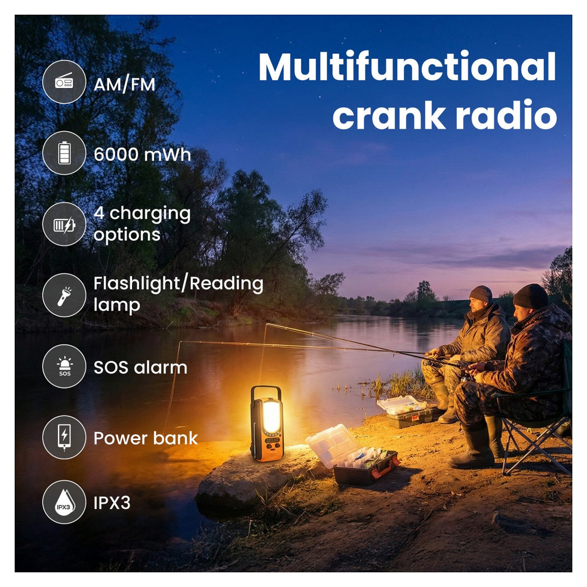 Extralink Power Ranger EPS-6000 Powerbank, 6000mAh, FM-Radio, LED-Lampe, Dynamo, Solarpanel