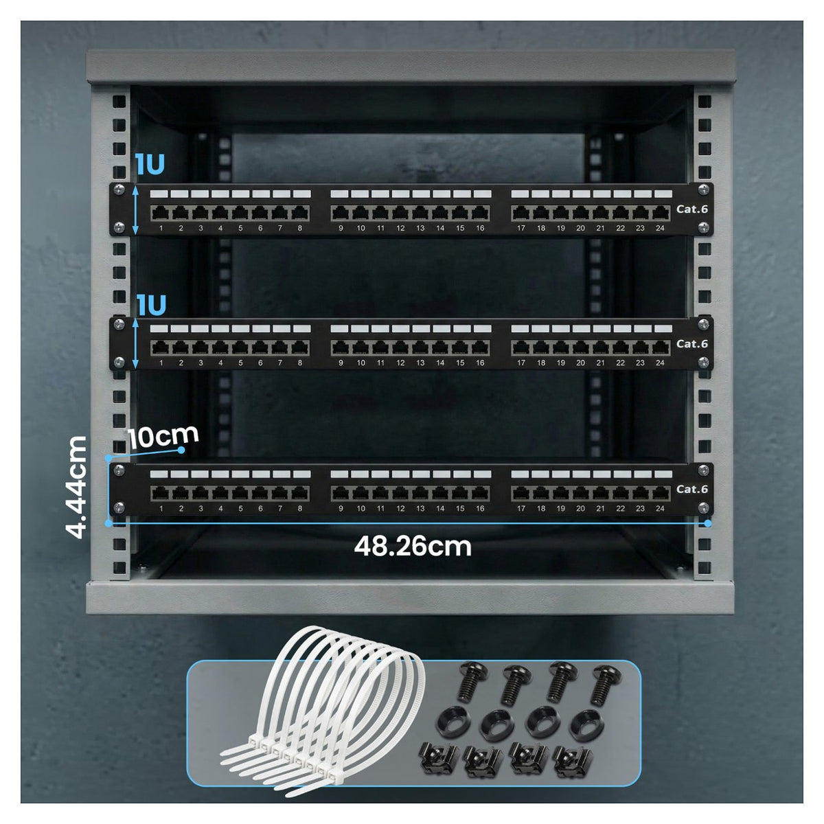 Extralink CAT6 STP Patchpanel V2, 24 Ports