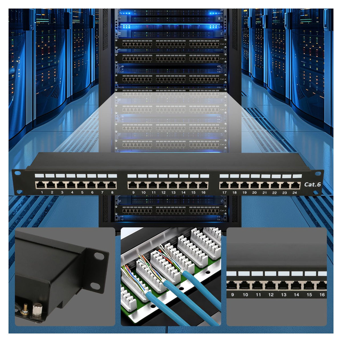 Extralink CAT6 STP Patchpanel V2, 24 Ports