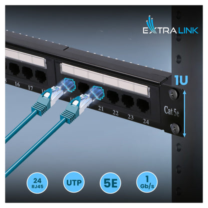 Extralink CAT5E UTP V2 Patchpanel, 24 Ports