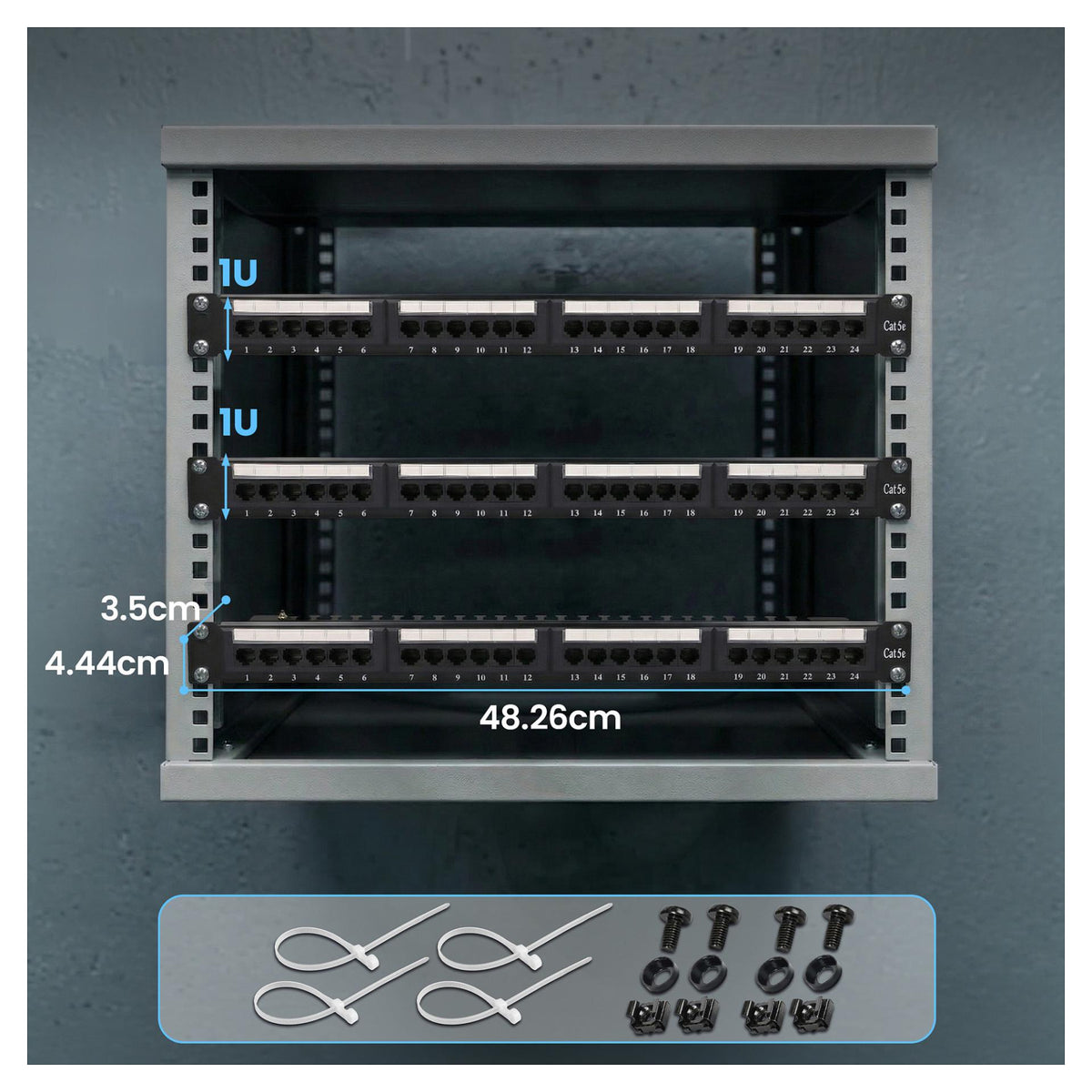 Extralink CAT5E UTP V2 Patchpanel, 24 Ports