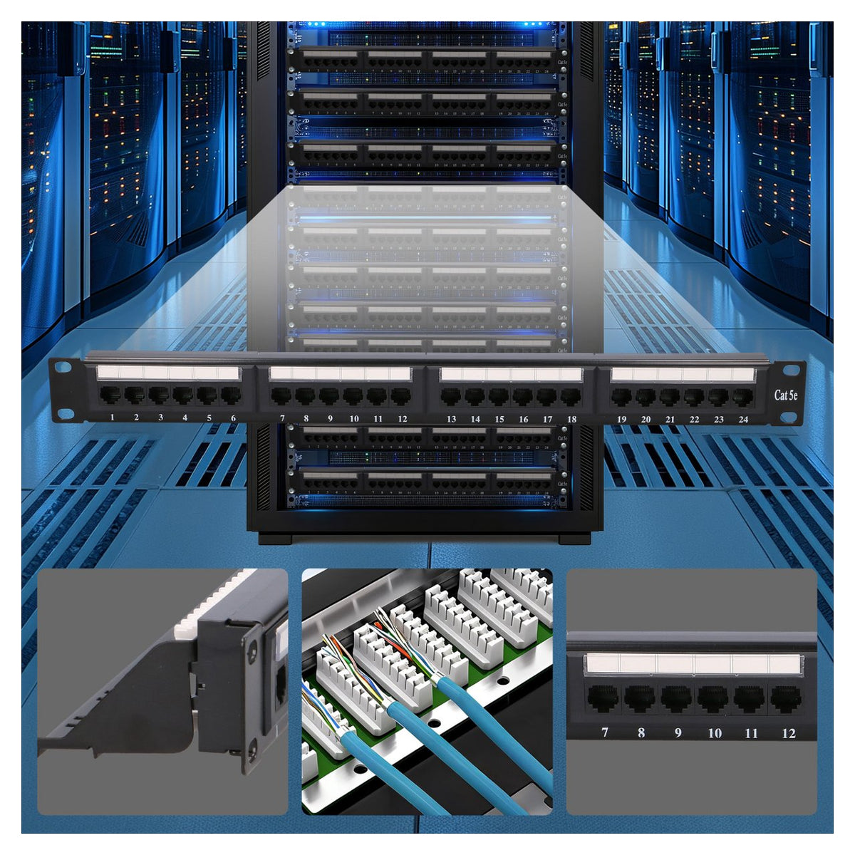 Extralink CAT5E UTP V2 Patchpanel, 24 Ports