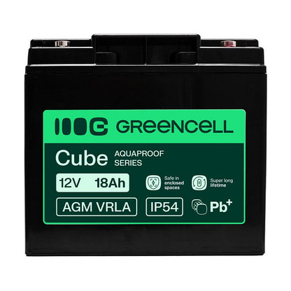 Green Cell AGM VRLA 12V 18Ah maintenance-free battery for cash registers, toys, cameras (181x77x167mm)