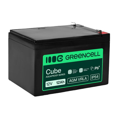 Green Cell AGM VRLA 12V 12Ah maintenance-free battery for cash registers, toys, cameras (151x98.5x95mm)