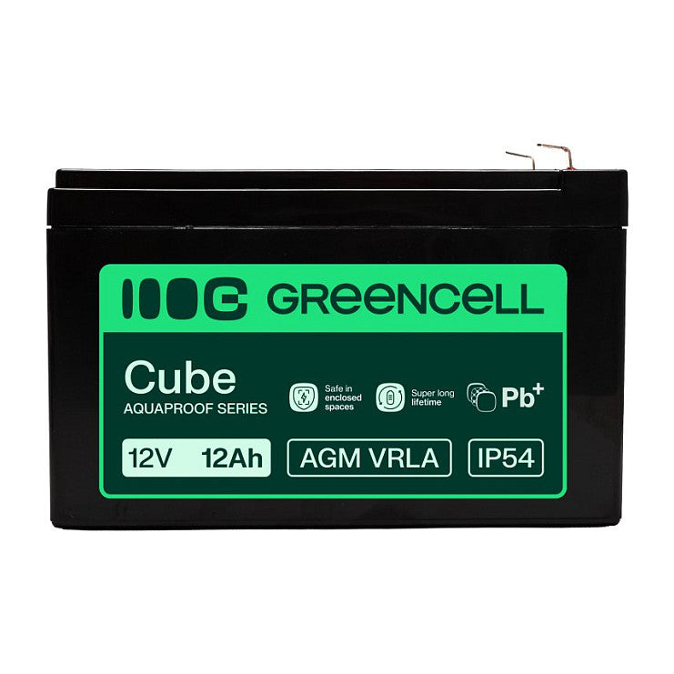 Green Cell AGM VRLA 12V 12Ah maintenance-free battery for cash registers, toys, cameras (151x98.5x95mm)