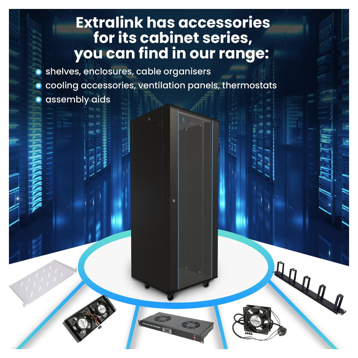 Extralink 42U 600x1000 Black | Rackmount cabinet | standing
