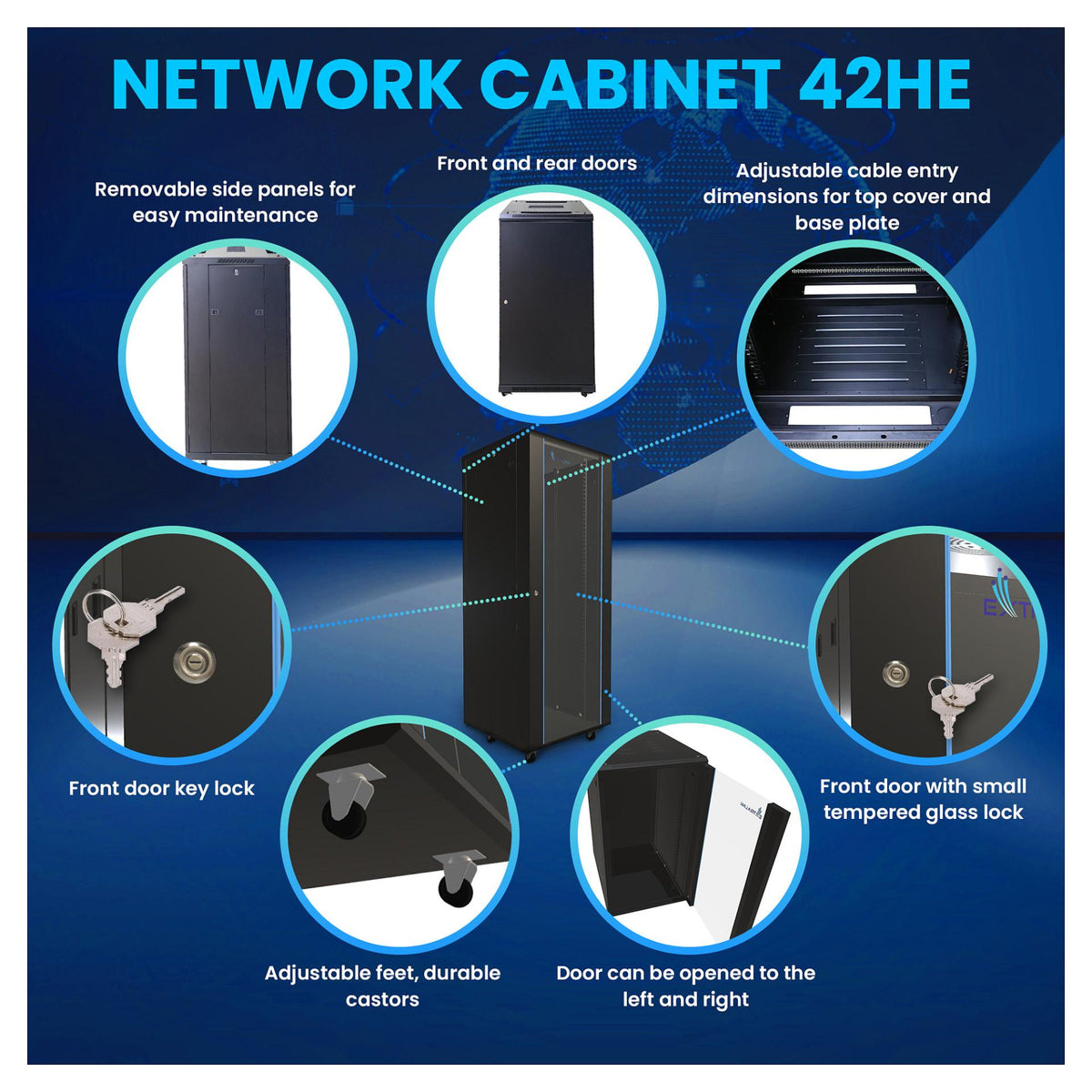 Extralink 42U 600x1000 Black | Rackmount cabinet | standing