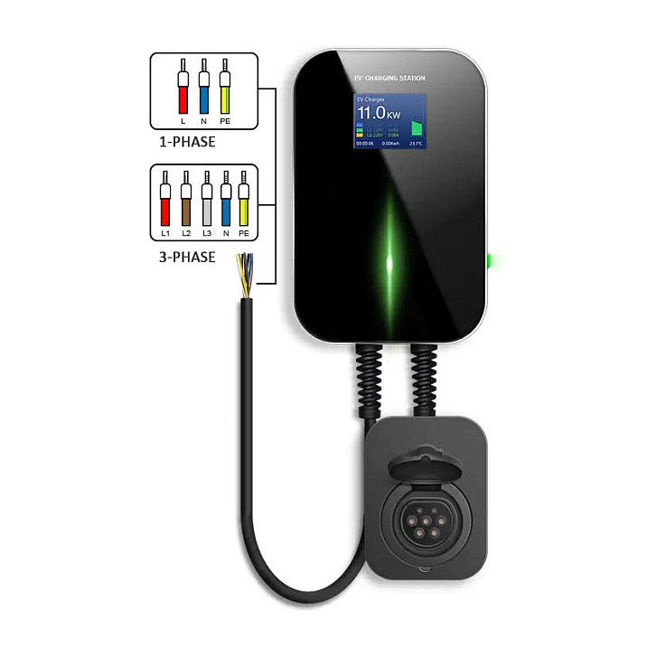 Extralink BS20-BA-22kW-APP Typ A 32A 22kW | adowarka do samochodu elektrycznego | 3 fazy, ekran LCD, aplikacja, 6,1m 100 / 250 / 380 V Black
