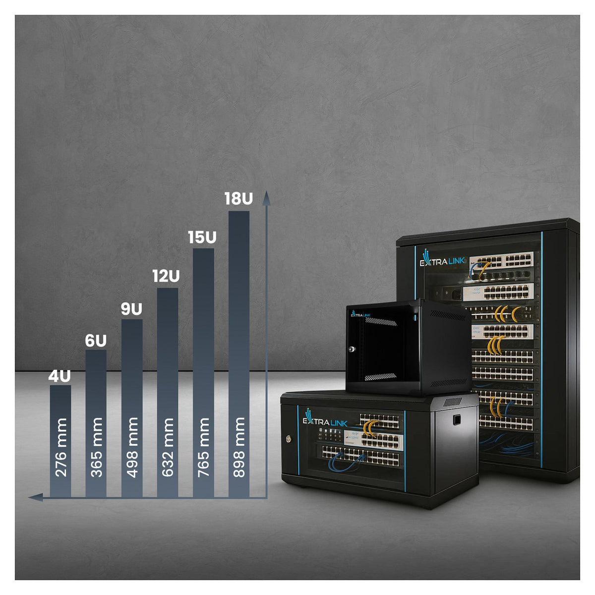 EXTRALINK LITE 6U 530X400 WALL-MOUNTED RACKMOUNT CABINET BLACK WITH SHELF