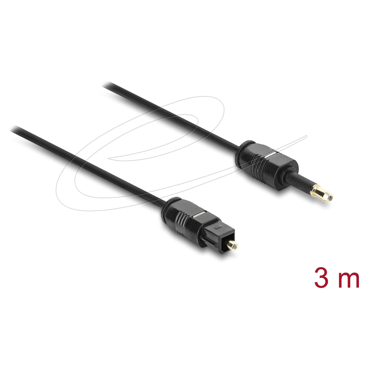 TOSLINK Kabel mini TOSLINK 3,5 mm Stecker auf TOSLINK Stecker, Ø 2,2 mm, 3 m, schwarz