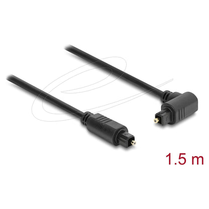TOSLINK Kabel Stecker 90° gewinkelt auf Stecker gerade, Ø 4 mm, 1,5 m, schwarz