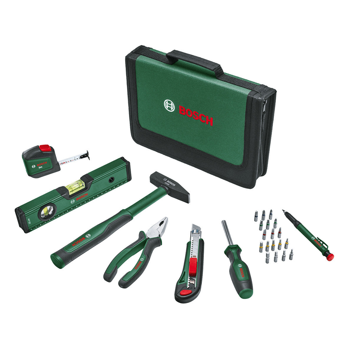 Powertools Universal Handwerkzeug-Set, 25-teilig (grn, mit Werkzeugtasche)