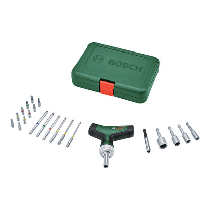 Powertools Bit-Ratschenschraubendreher T-Griff mit Bit-Satz, 22-teilig (grn/schwarz, Drehmoment bis 46 Nm)