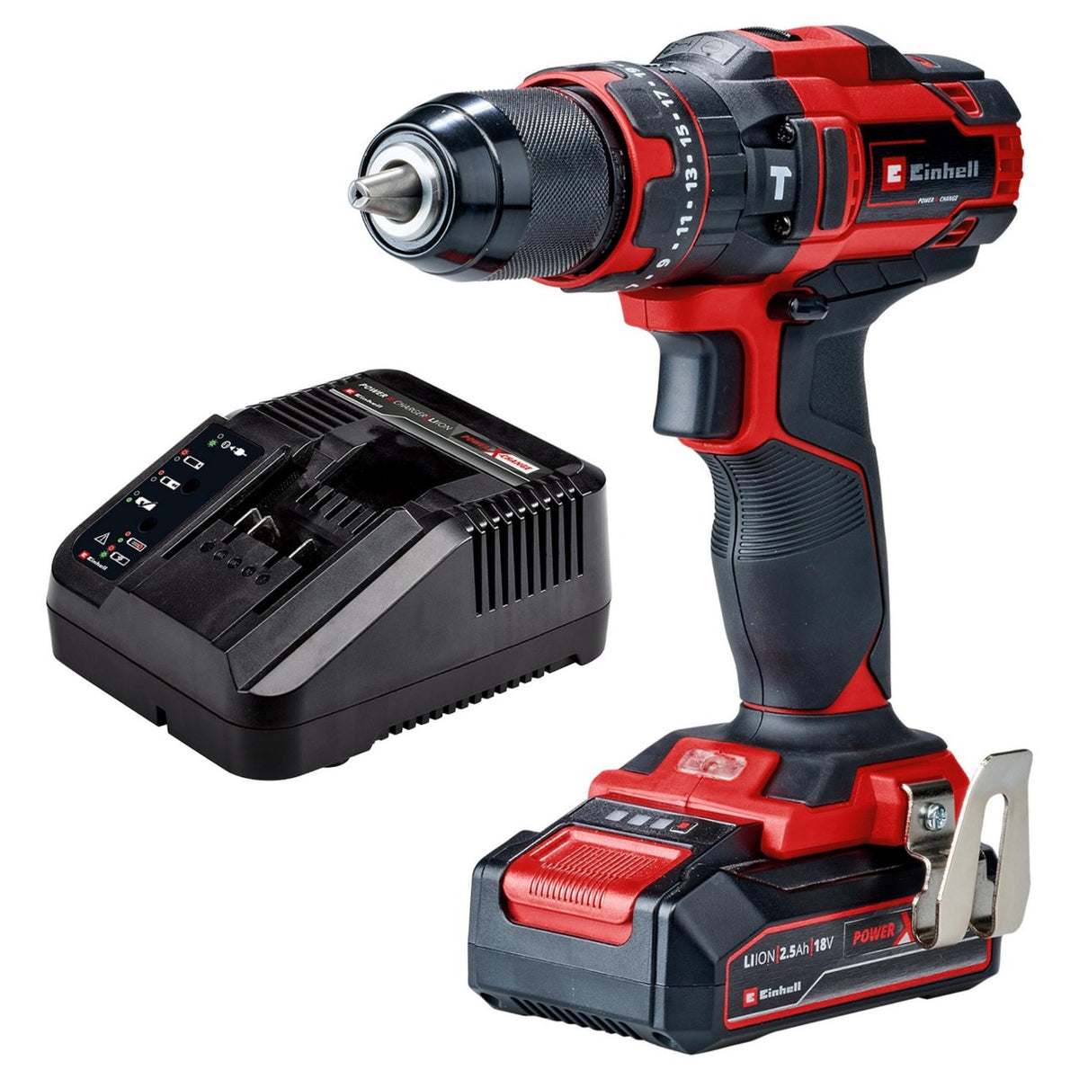Power X-Change Akku-Schlagbohrschrauber TE-CD 18/44 Li-i, 18Volt (schwarz/rot, Li-Ion-Akku 2,5Ah)
