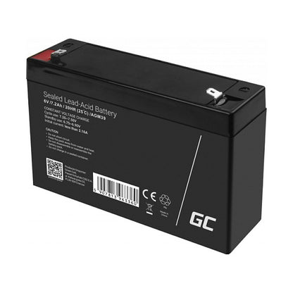 Green Cell AGM VRLA 6V 7.2Ah maintenance-free battery for the alarm system, cash register, toys